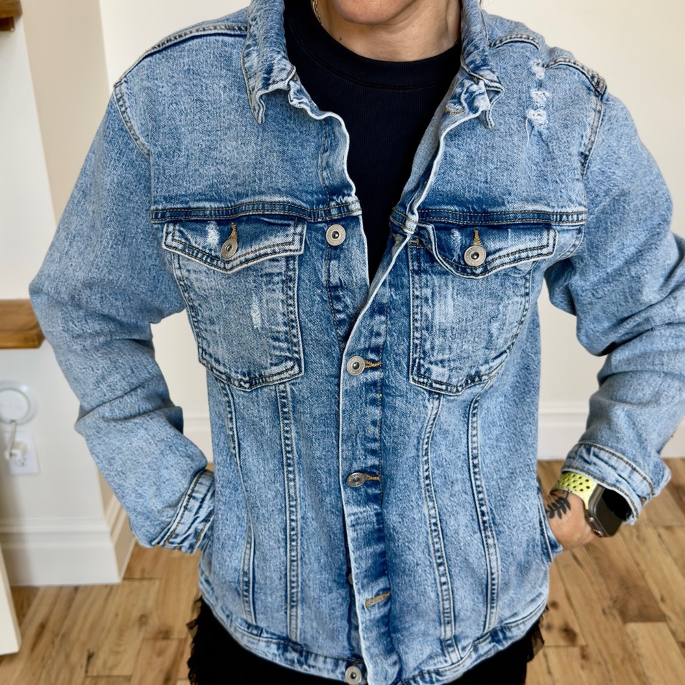 Women's Distressed Blue Denim Jacket
